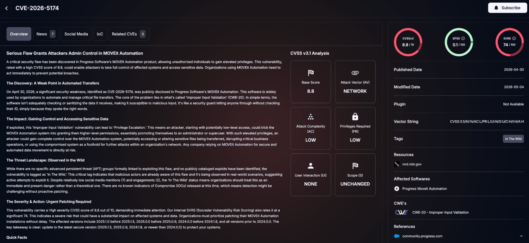 Details of CVE-2026-5174 (SOCRadar Vulnerability Intelligence)
