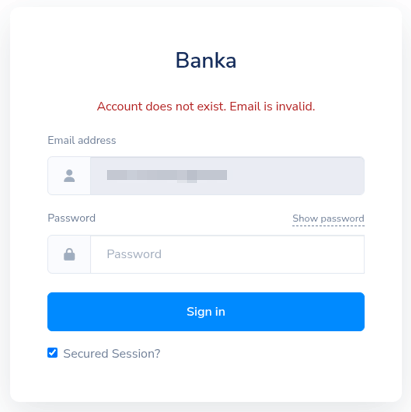 Fake login page displays red-colored text, trying to imitate a legitimate error message.