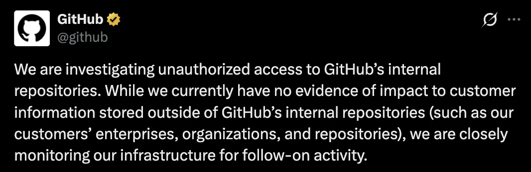 X post by the official GitHub account