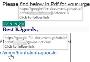 ‘’Follow’’ links forwarding users to github.io pages
