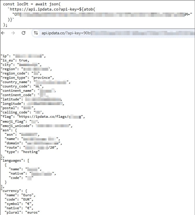Request to the public API via a hardcoded API token