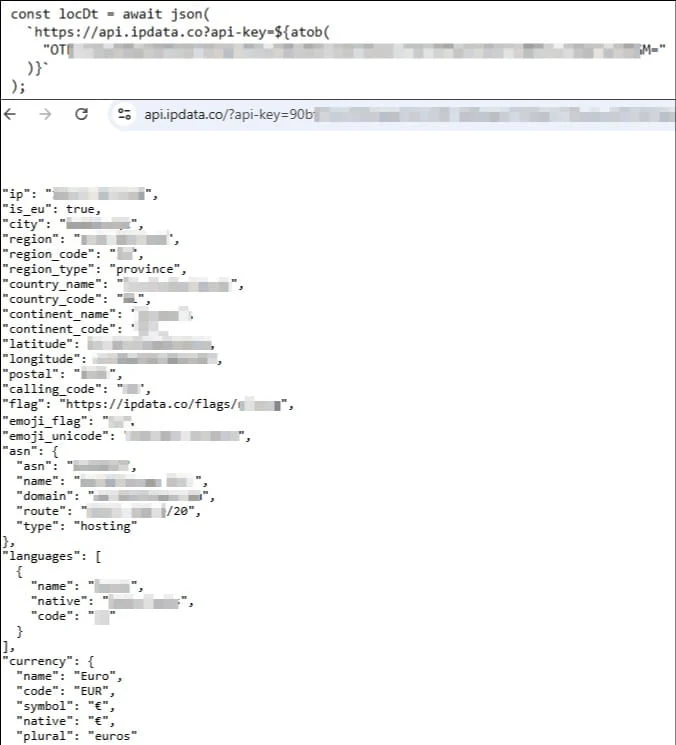 Request to the public API via a hardcoded API token