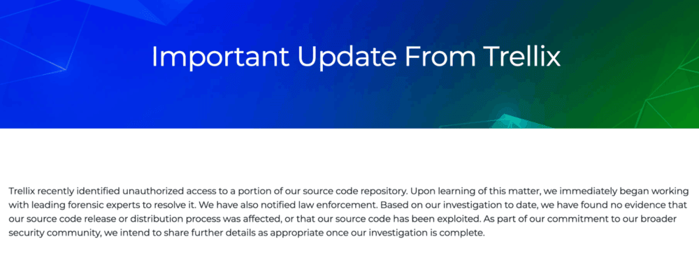 Statement from Trellix about the source code repository breach