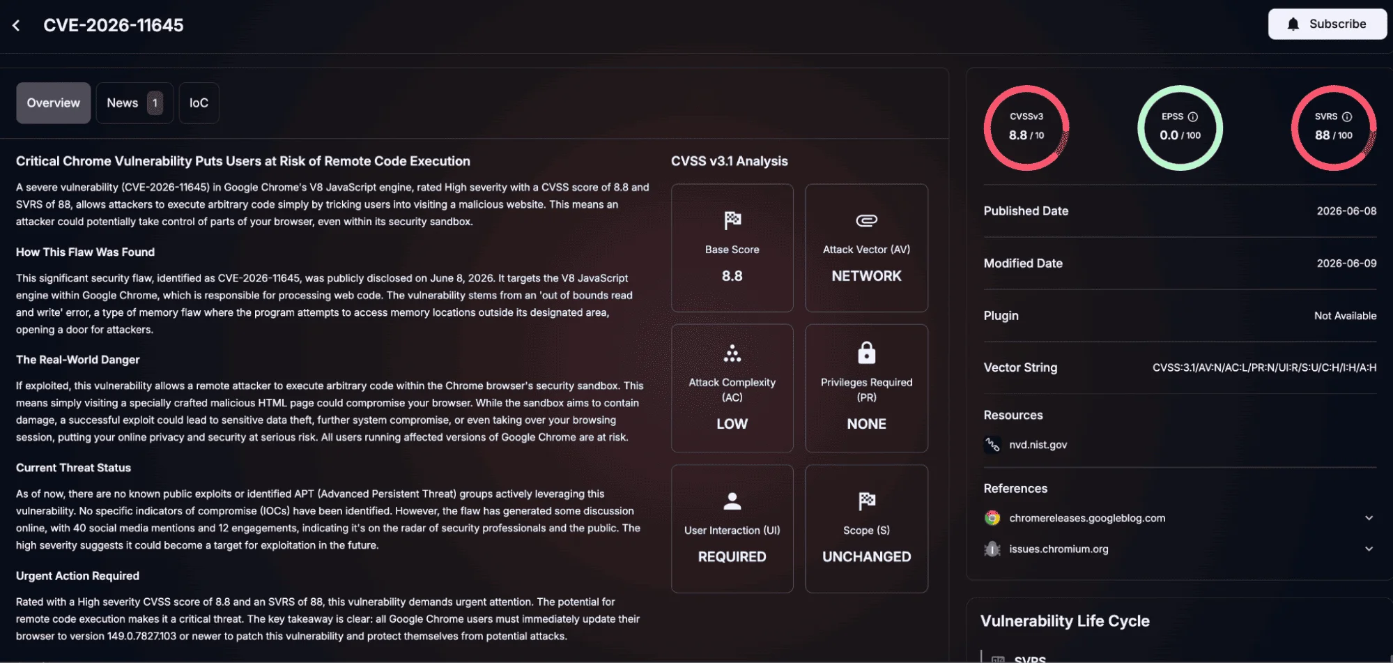 Details of CVE-2026-11645 (SOCRadar Vulnerability Intelligence)
