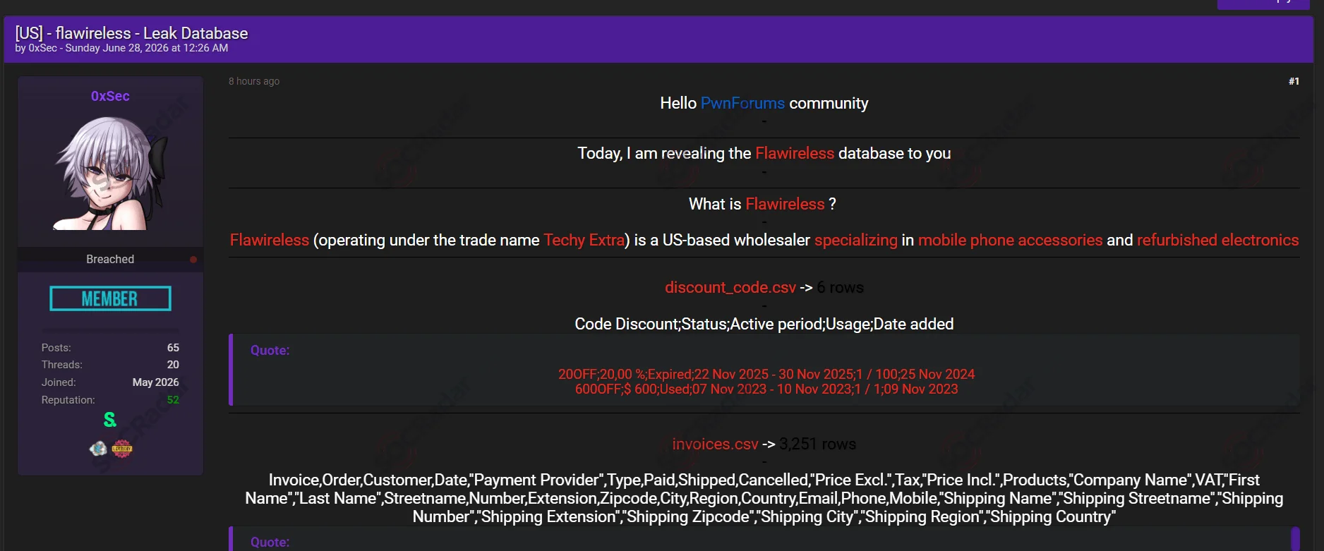 Alleged Flawireless Database Leak is Detected