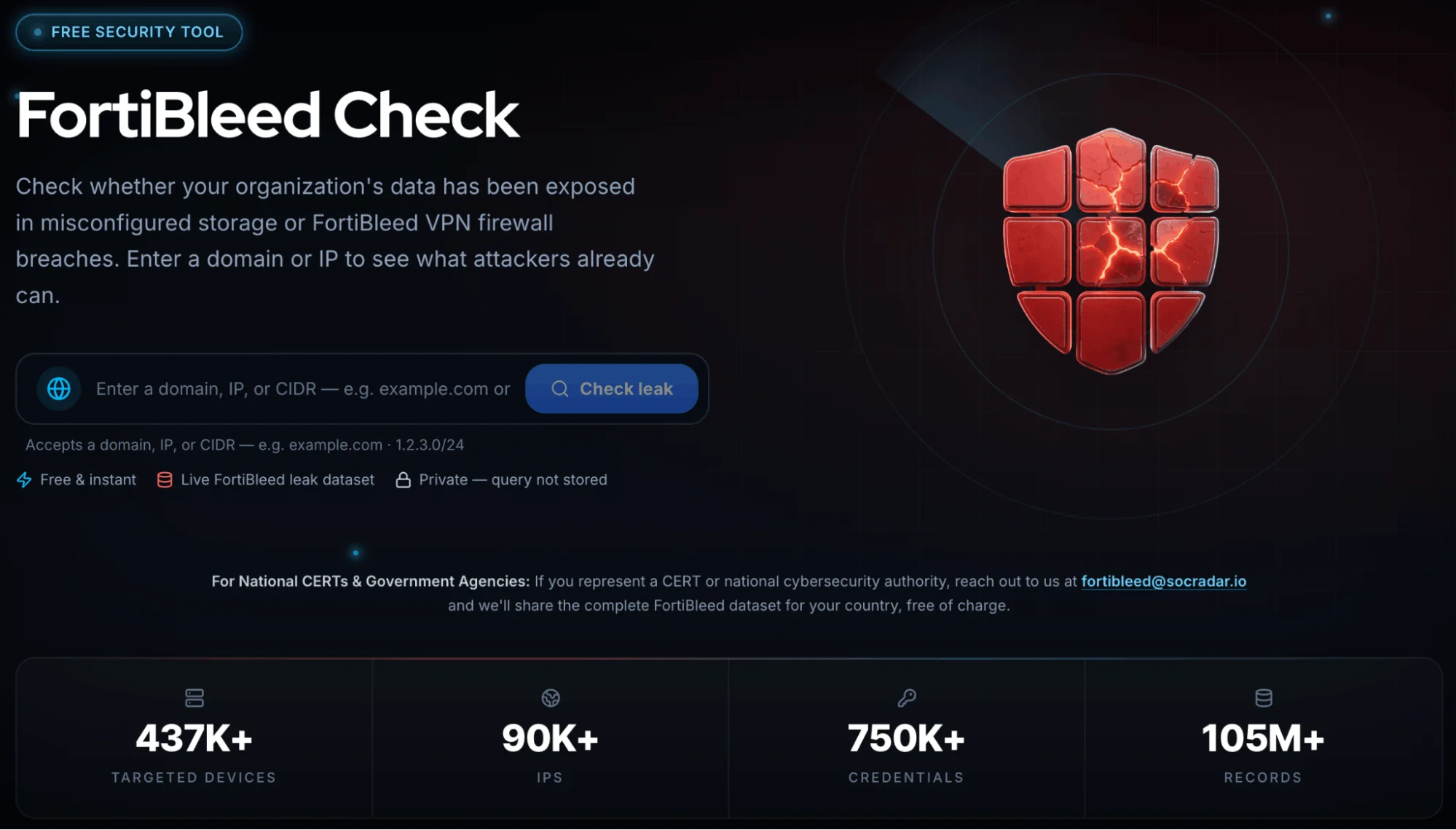 Is Your FortiGate in the FortiBleed Leak? Check Now → socradar.io/free-tools/fortibleed