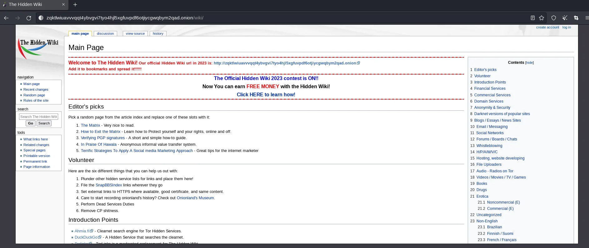 The Hidden Wiki Homepage