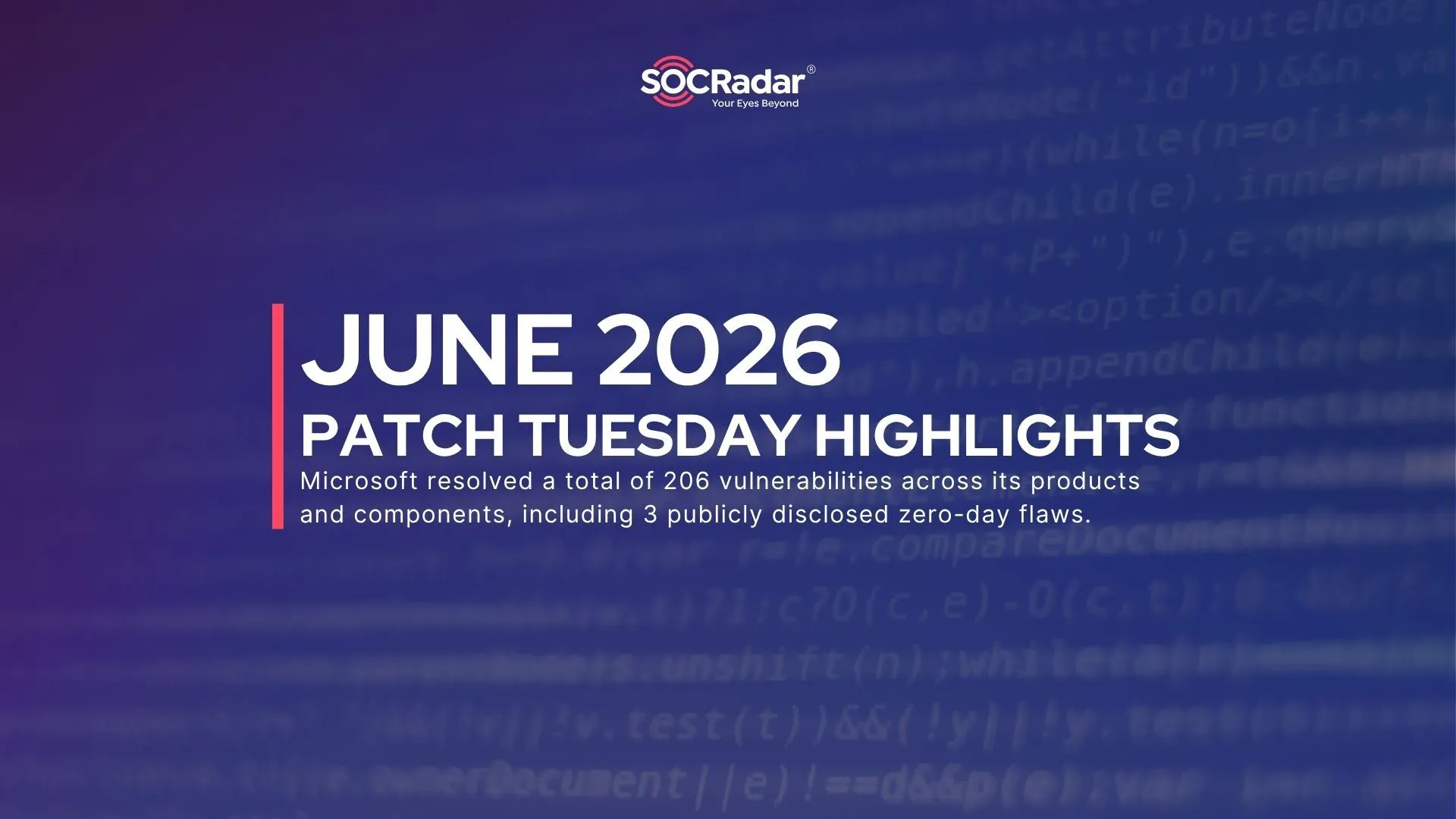 SOCRadar® Cyber Intelligence Inc. | June 2026 Patch Tuesday: 206 Vulnerabilities, Three Zero-Days Including HTTP/2 Bomb Flaw (CVE-2026-49160)