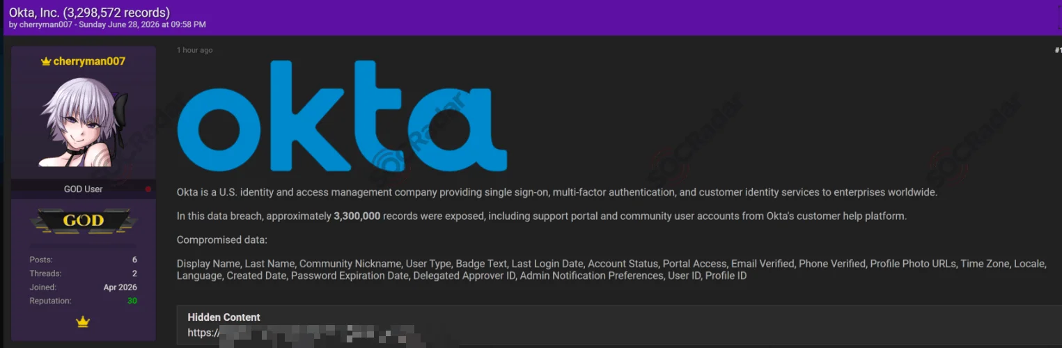 Alleged Okta Dataset of 3.29 Million Records is Leaked