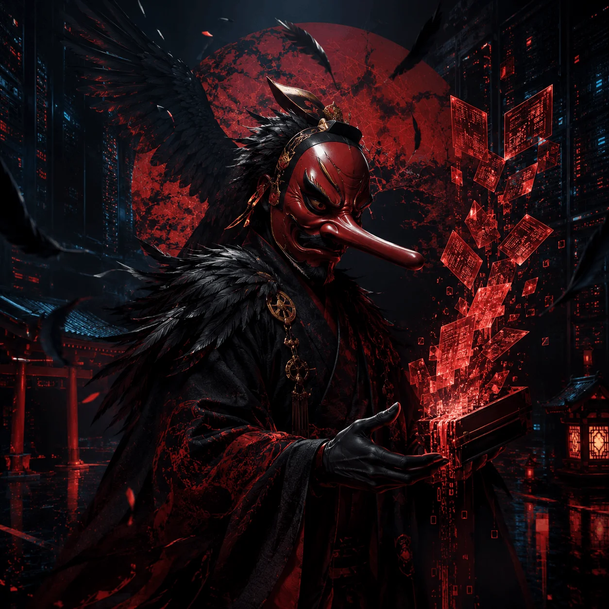 An AI depiction of Tengu