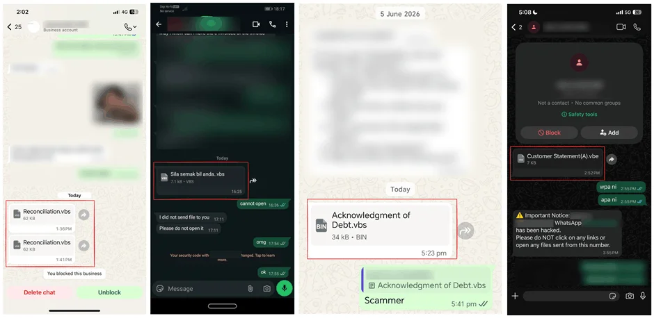 Malicious files sent in the recent WhatsApp VBScript campaign (Securelist)