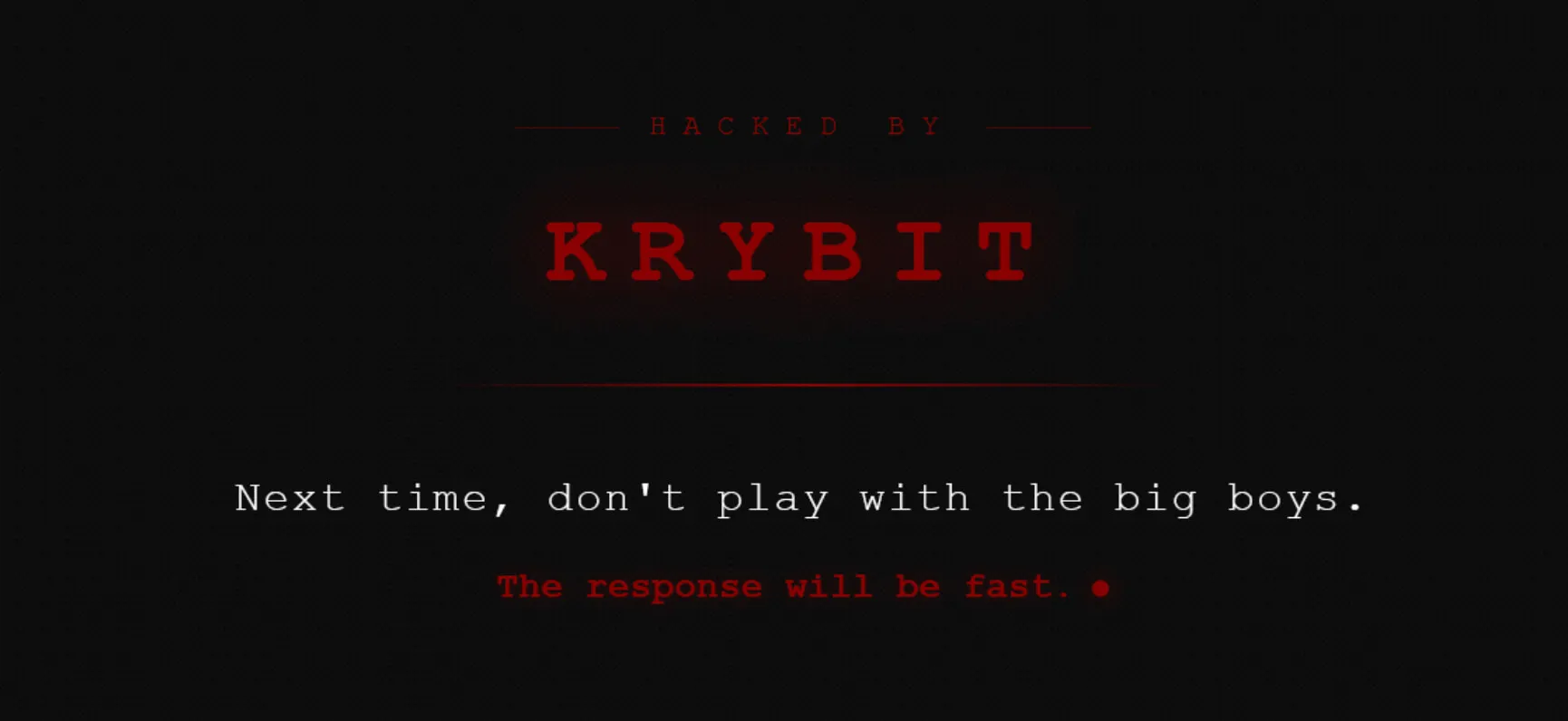 0APT’s data leak site, defaced by Krybit Ransomware