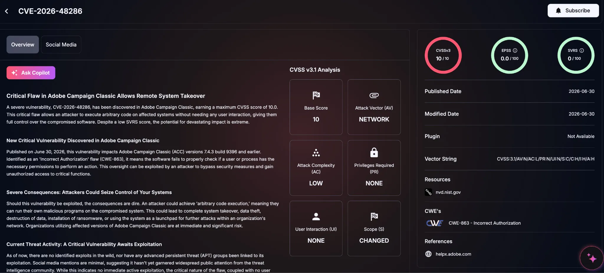 Details of CVE-2026-48286 (SOCRadar Vulnerability Intelligence)
