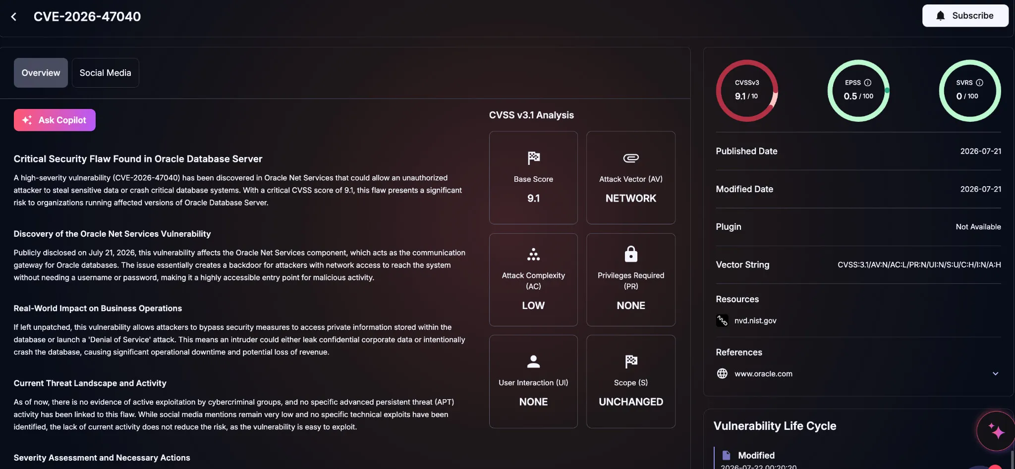 Details of CVE-2026-47040 (SOCRadar Vulnerability Intelligence)