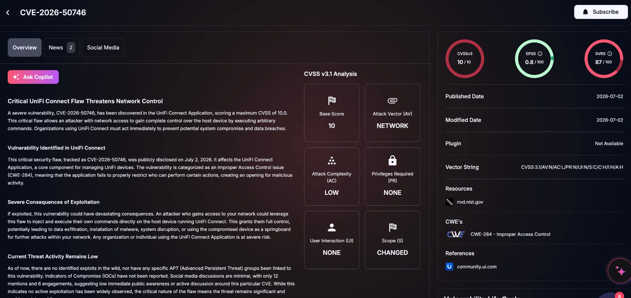 Details of CVE-2026-50746 (SOCRadar Vulnerability Intelligence)