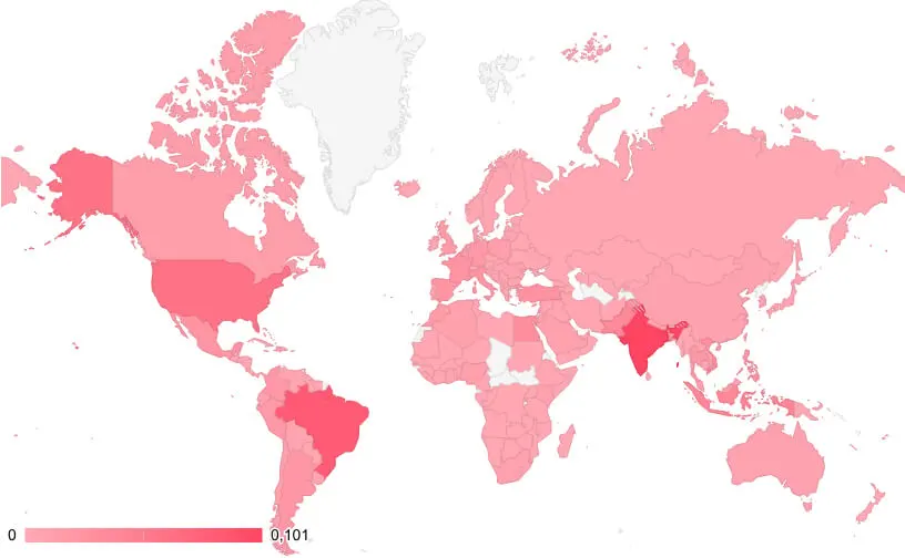 Geographical distribution of stealer logs related to ai supported developer tools