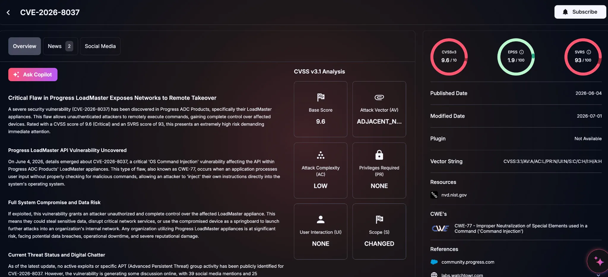 Details of CVE-2026-8037 (SOCRadar Vulnerability Intelligence)