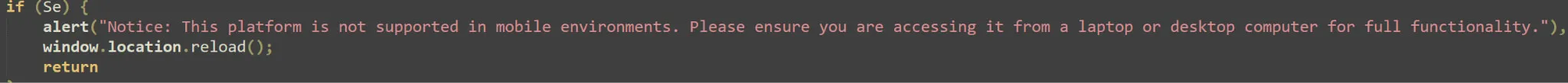 Mobile device warning code #2