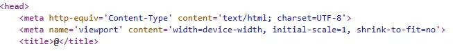 Figure 21. Overlay kit source code with the single-character page title and the Content Security Policy declared after the kit's own script.