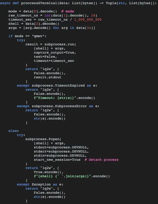 proccessSTerminal function of command