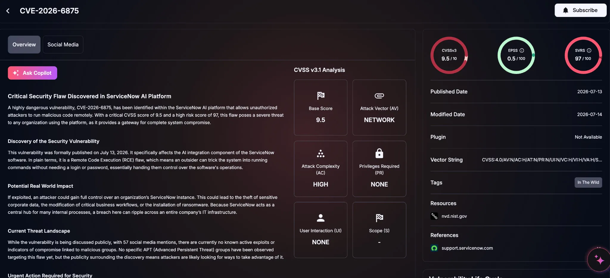 Details of CVE-2026-6875 (SOCRadar Vulnerability Intelligence)