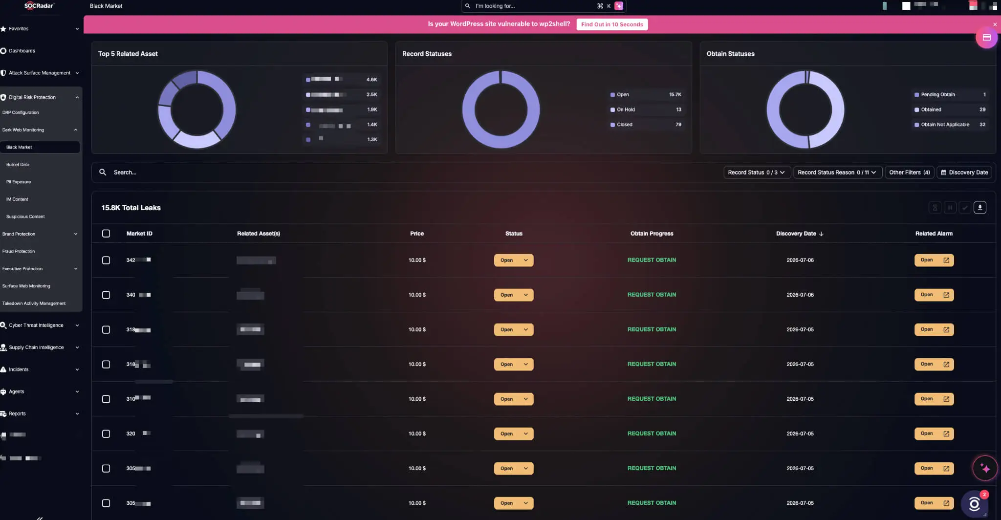 SOCRadar Black Market Monitoring