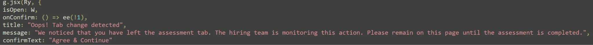 Tab switch warning code