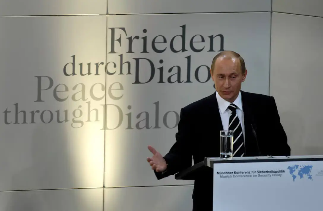 Russian president Vladimir Putin delivers his remarks, 43rd Annual Conference on Security Policy in Munich, Germany, Feb. 10, 2007 - Source