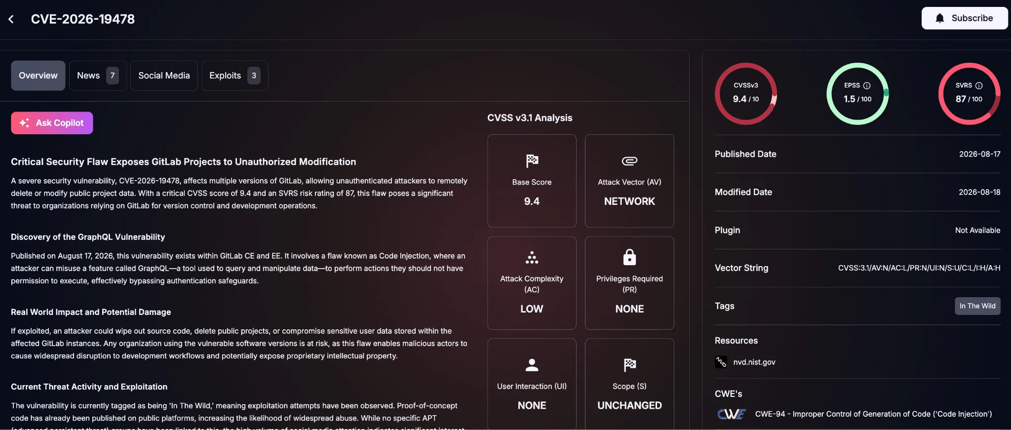 Details of CVE-2026-19478 (SOCRadar Vulnerability Intelligence)