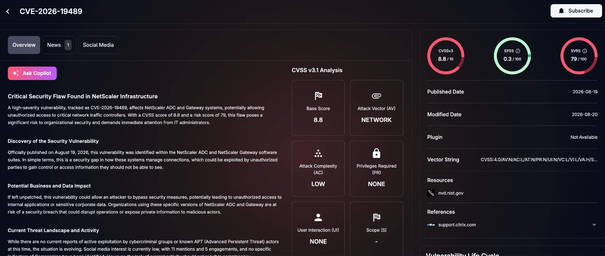 Details of CVE-2026-19489 (SOCRadar Vulnerability Intelligence)