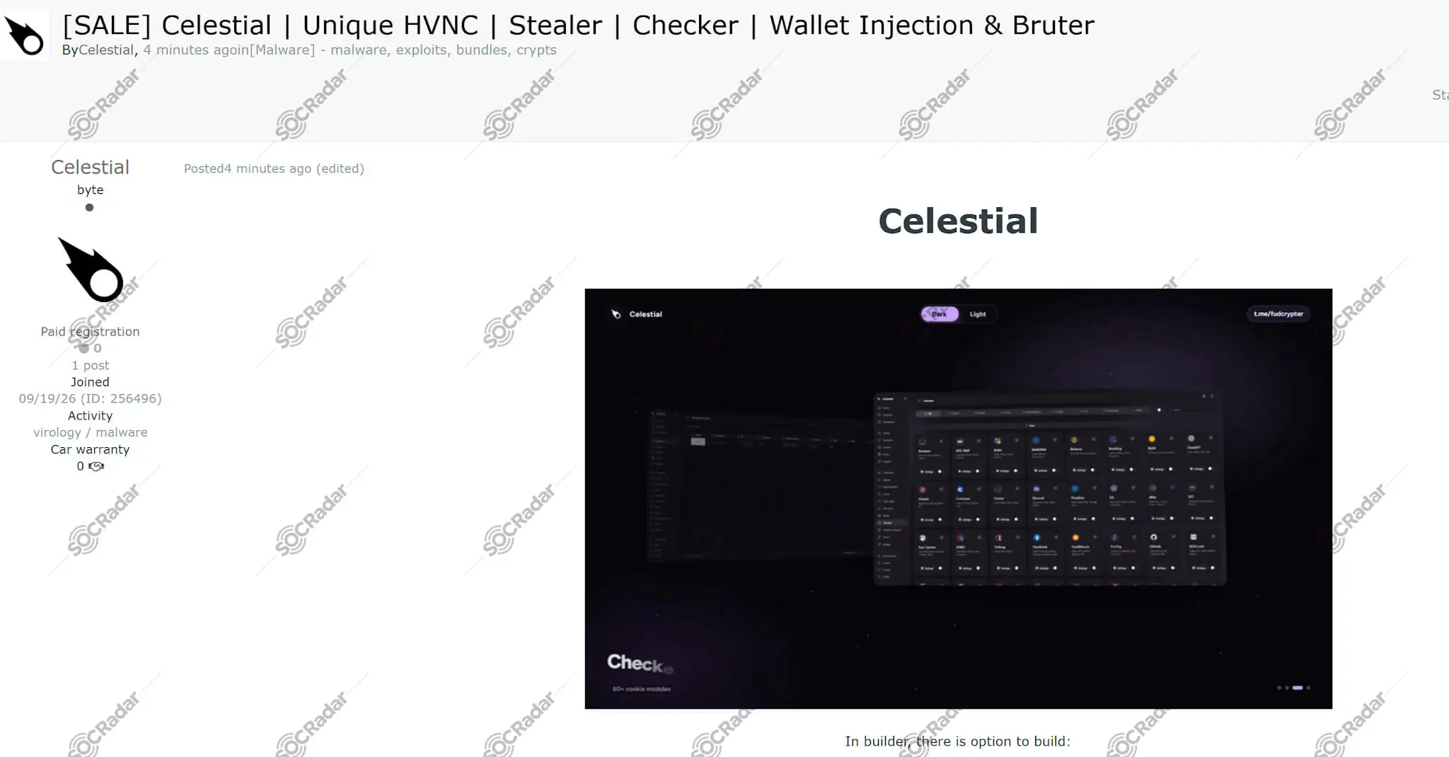 celestial malware suite advertised cybercrime