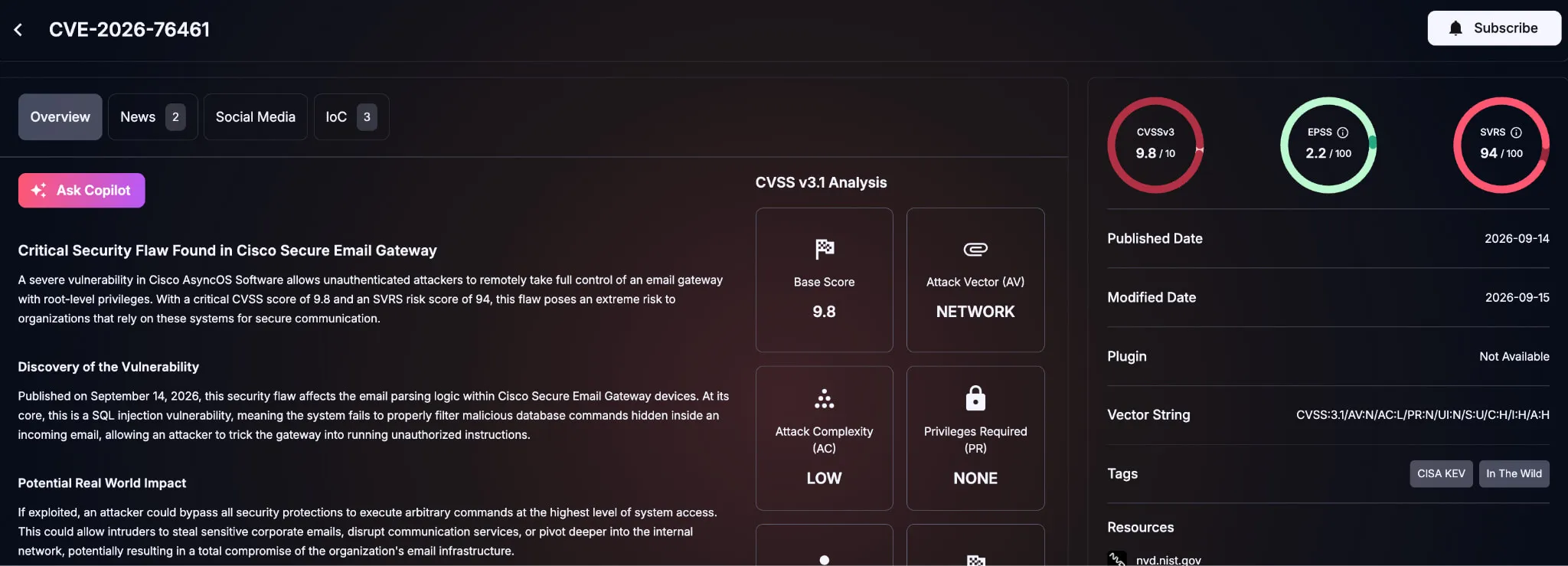Details of CVE-2026-76461 (SOCRadar Vulnerability Intelligence)