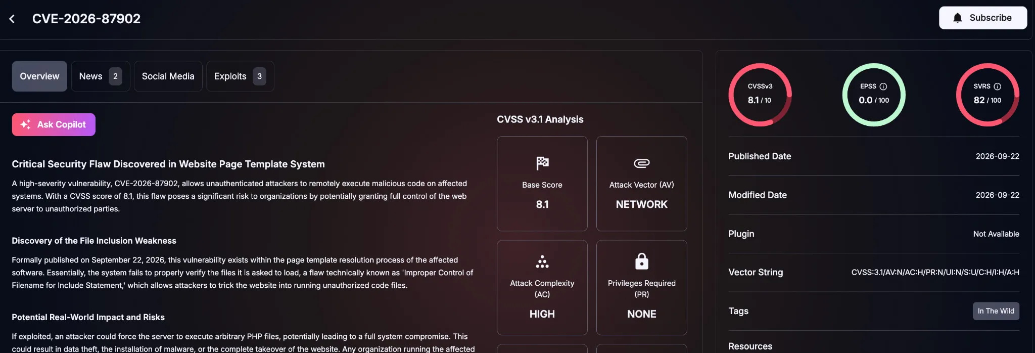 Details of CVE-2026-87902 (SOCRadar Vulnerability Intelligence)