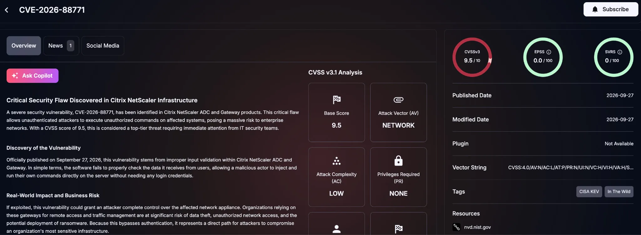 Details of CVE-2026-88771 (SOCRadar Vulnerability Intelligence)