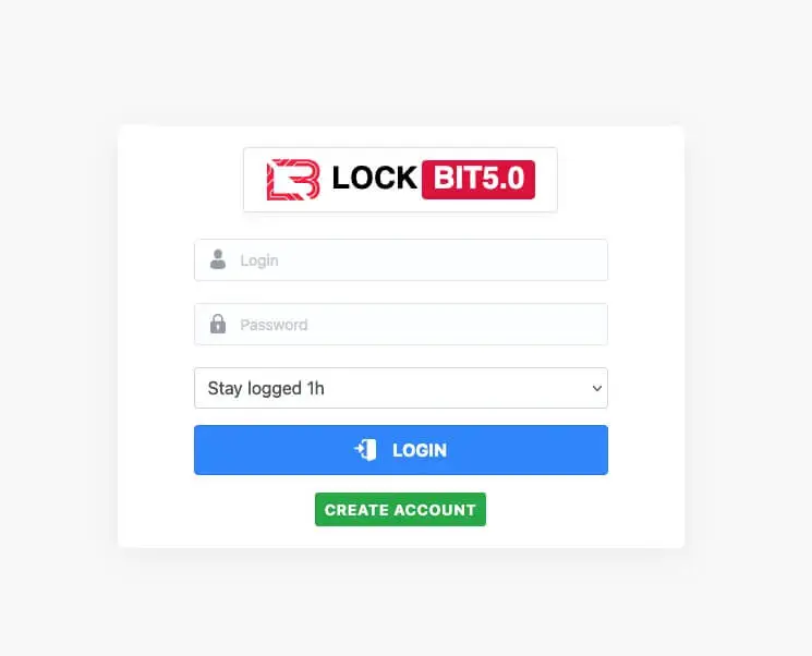 Login panel of LockBit 5.0