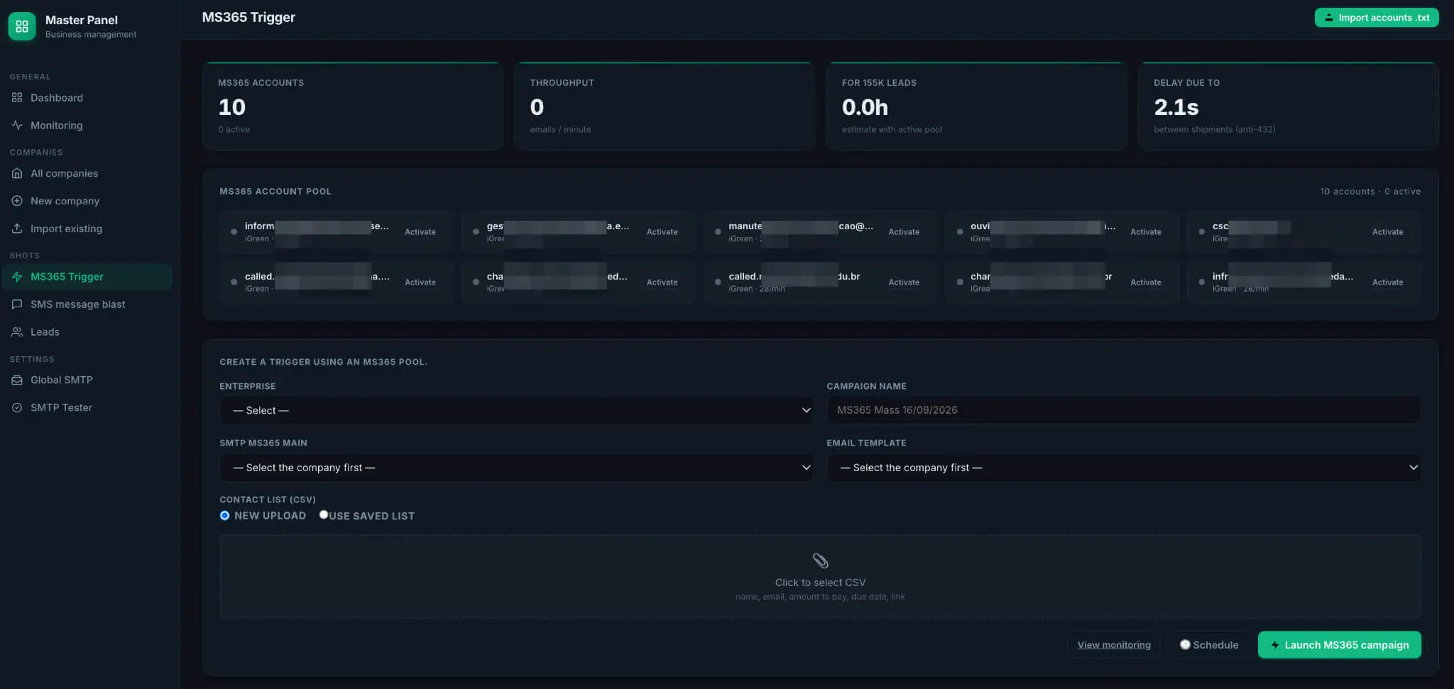 MS365 Trigger page