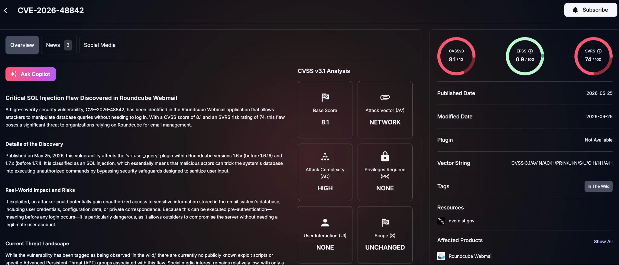 Details of CVE-2026-48842 (SOCRadar Vulnerability Intelligence)