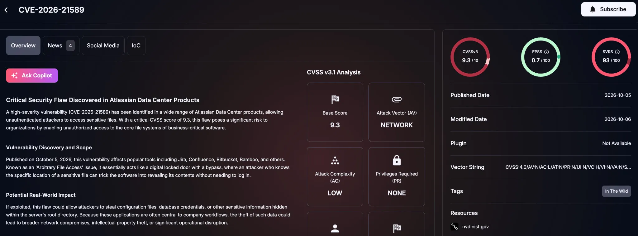 Details of CVE-2026-21589 (SOCRadar Vulnerability Intelligence)