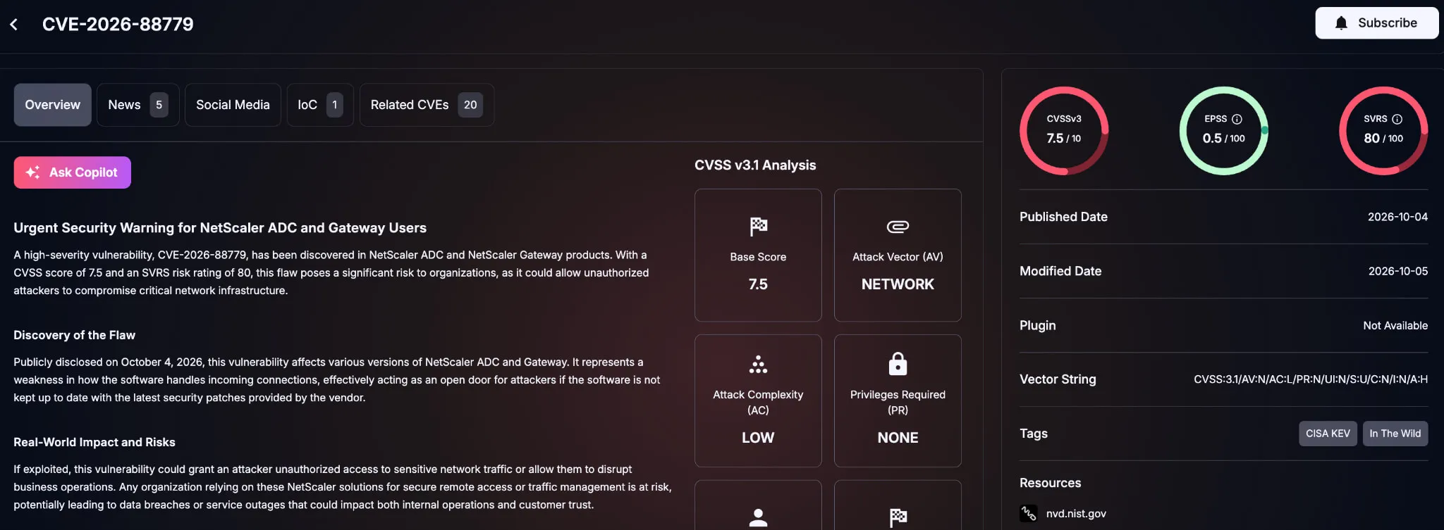 Details of CVE-2026-88779 (SOCRadar Vulnerability Intelligence)