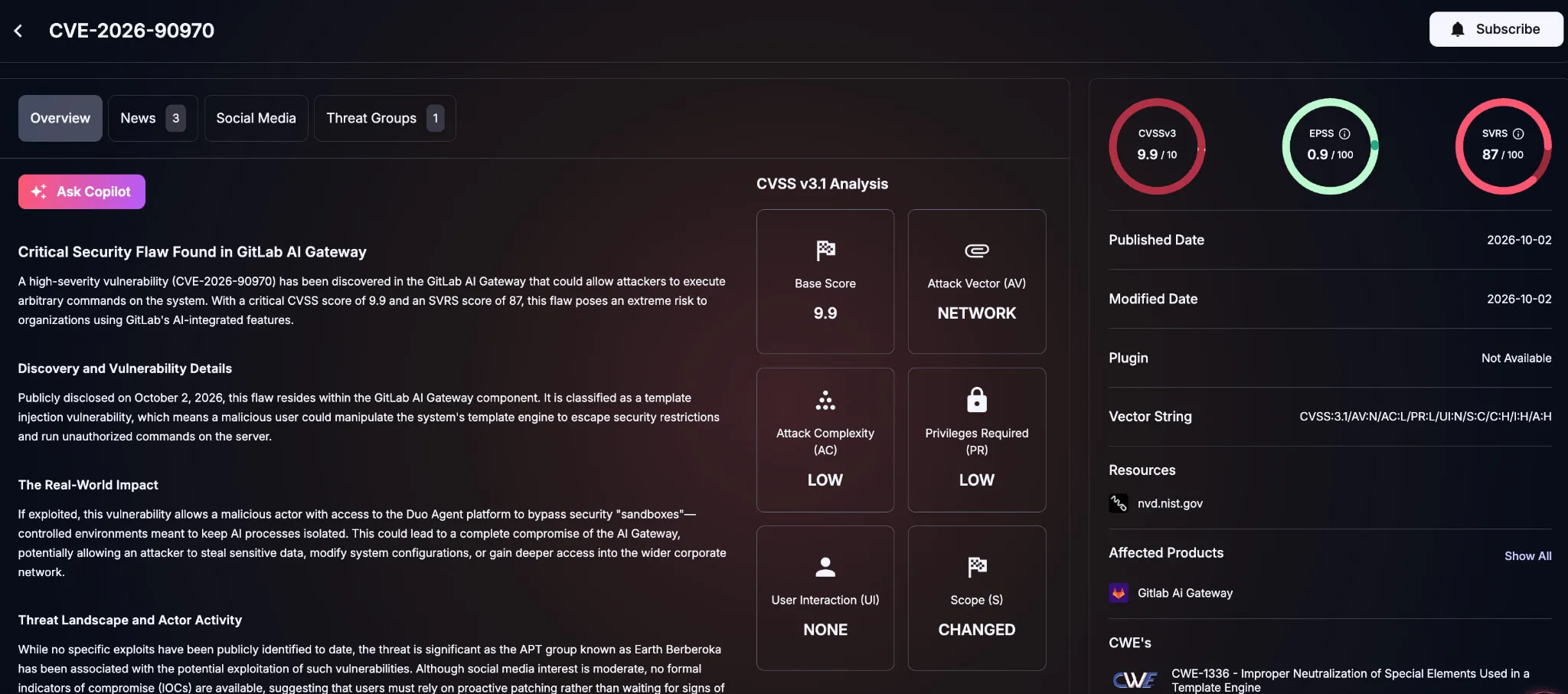 GitLab assigned the following CVSS vector: