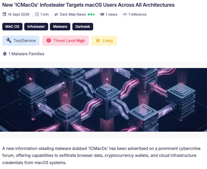 ICMacOS Advertisement on SOCRadar’s Security News