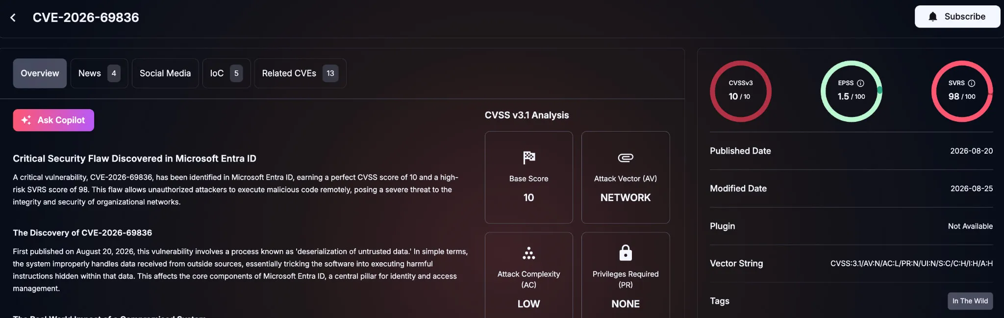 Vulnerability Profile: CVE-2026-69836 (SOCRadar)