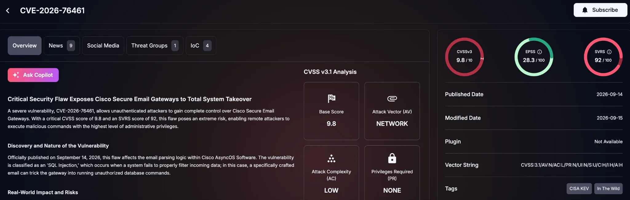 Vulnerability Profile: CVE-2026-76461 (SOCRadar)