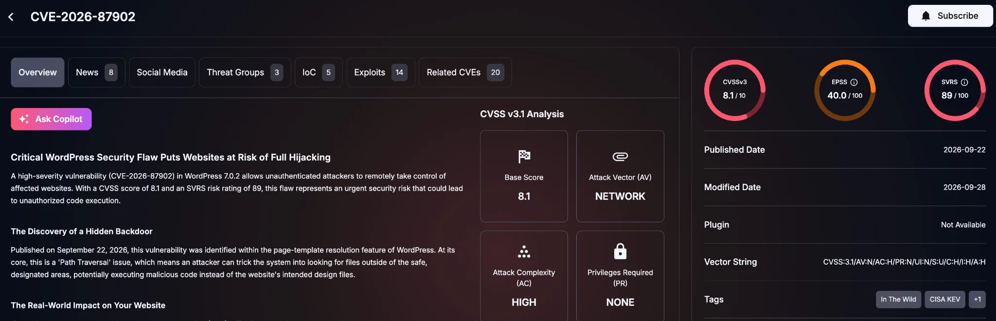 Vulnerability Profile: CVE-2026-87902 (SOCRadar)