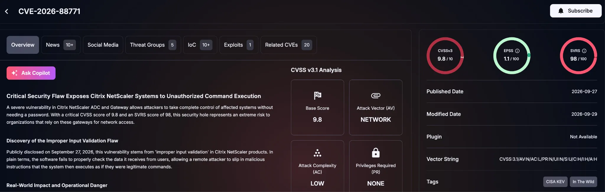 Vulnerability Profile: CVE-2026-88771 (SOCRadar)